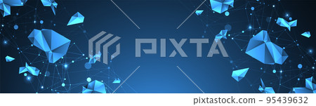 Connected polygons. Glowing blue plexus vector background, digital data visualization. Connected polygons. Glowing blue plexus vector background, digital data visualization. 95439632