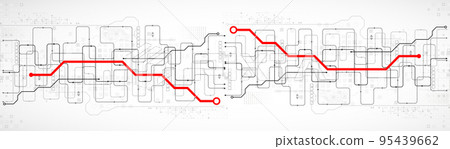 Abstract technology concept. Circuit board, high computer background. Vector illustration with space for content, web - template, business tech presentation. Abstract technology concept. Circuit board, high computer background. Vector illustration with space for content, web - template, business tech presentation. 95439662