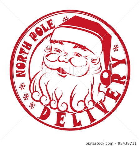 Round imprint with face of smiling Santa Claus, Christmas design element Round imprint with face of smiling Santa Claus, Christmas design element 95439711