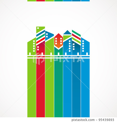 Abstract colorful city building skyline vector background. Abstract colorful city building skyline vector background. 95439893