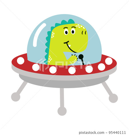 Cute dinosaur in spaceship cartoon Cute dinosaur in spaceship cartoon 95440111