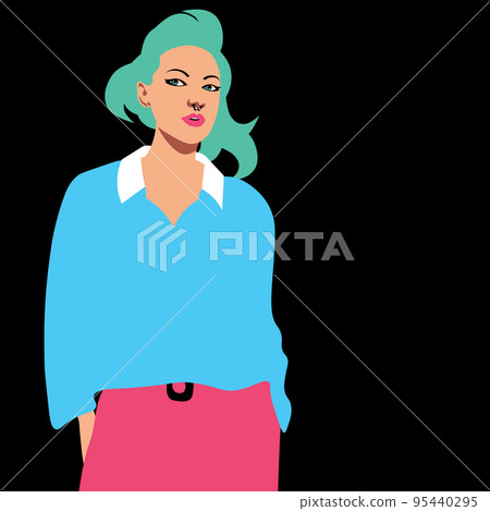 Beautiful young attractive girl. Cartoon flat simple vector illustration 95440295
