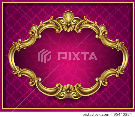 Golden vintage vignette frame with background Golden vintage vignette frame with background 95440894