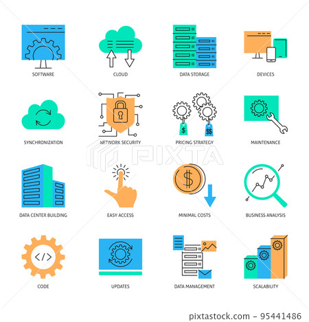 Software development and update icon set 95441486