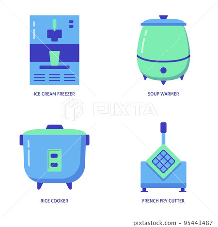 Kitchen equipment icon set in flat style 95441487