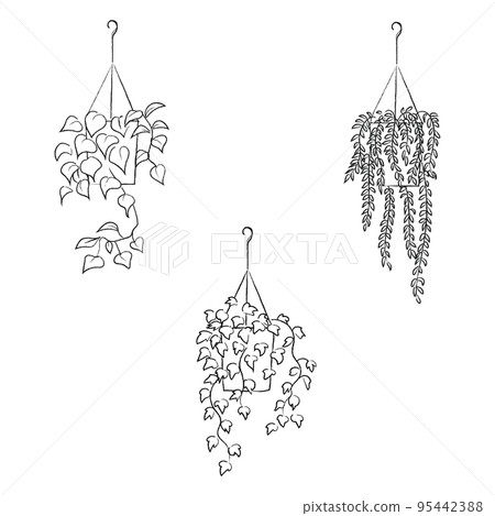 光滑的內部綠色線描集 95442388