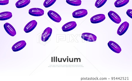 Illuvium (ILV) coin falling from the sky. ILV cryptocurrency concept banner background. Illuvium (ILV) coin falling from the sky. ILV cryptocurrency concept banner background. 95442521