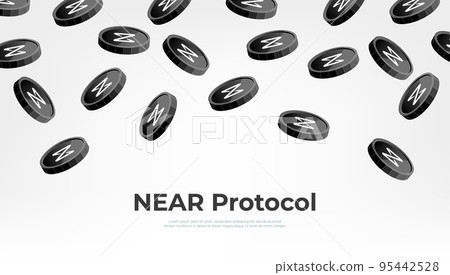 NEAR Protocol (NEAR) coin falling from the sky. NEAR cryptocurrency concept banner background. NEAR Protocol (NEAR) coin falling from the sky. NEAR cryptocurrency concept banner background. 95442528