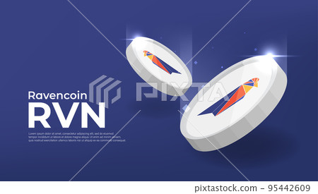 Ravencoin (RVN) coin cryptocurrency concept banner background. 95442609
