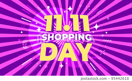 11.11 advertising sale banner template. Global shopping world sales day poster on purple background. 11.11 advertising sale banner template. Global shopping world sales day poster on purple background. 95442618