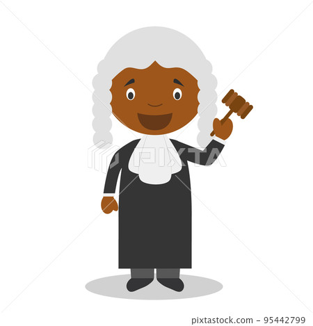Cute cartoon vector illustration of a black or african american male judge. 95442799