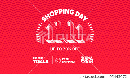 11.11 Online shopping day sale banner template on red background. 95443072