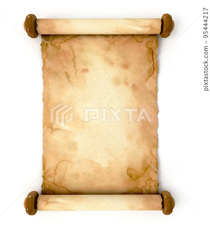 Old paper sheet. Unfurled an ancient scroll Old paper sheet. Unfurled an ancient scroll 95444217