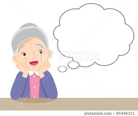 elderly woman good mood and think about something 95446151