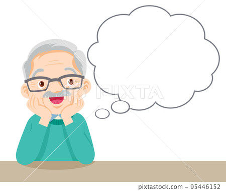 elderly man good mood and think about something 95446152