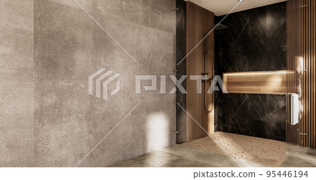 Cleaning empty room interior japandi wabi sabi style.3D rendering 95446194