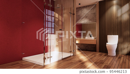 The Bath and toilet on bathroom japanese wabi sabi style .3D rendering The Bath and toilet on bathroom japanese wabi sabi style .3D rendering 95446213