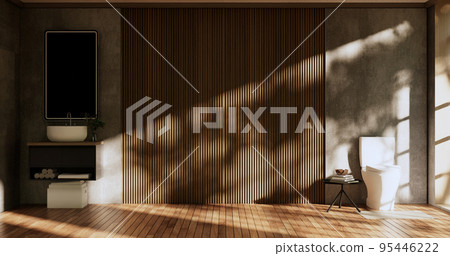 Cleaning empty room interior japandi wabi sabi style.3D rendering 95446222
