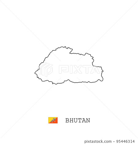 Bhutan vector map outline, line, linear. Bhutan black map on white background. Bhutan  95446314