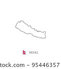 Nepal vector map outline, line, linear. Nepal black map on white background. Nepal 95446357