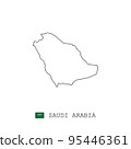Saudi Arabia vector map outline, line, linear. Saudi Arabia black map on white background. Saudi Arabia flag 95446361