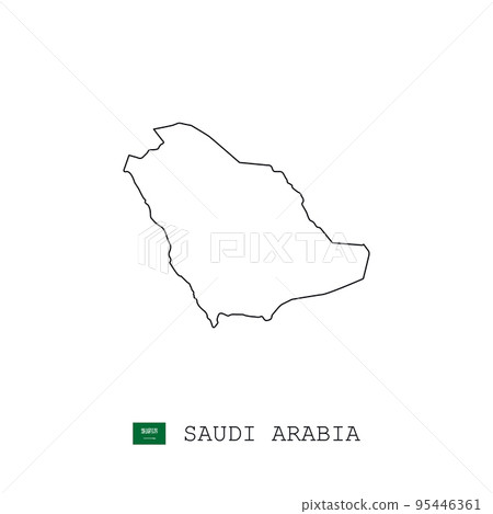 Saudi Arabia vector map outline, line, linear.... - Stock Illustration ...