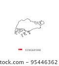 Singapore vector map outline, line, linear. Singapore black map on white background. Singapore flag 95446362