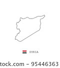 Syria vector map outline, line, linear. Syria black map on white background. Syria flag 95446363