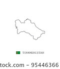 Turkmenistan vector map outline, line, linear. Turkmenistan black map on white background. Turkmenistan flag 95446366
