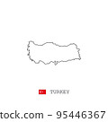Turkey vector map outline, line, linear. Turkey black map on white background. Turkey flag 95446367
