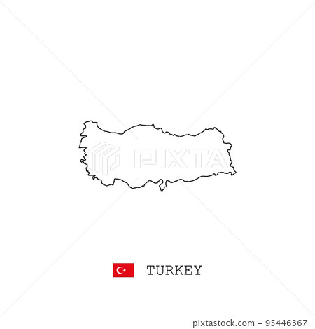 Turkey vector map outline, line, linear. Turkey black map on white background. Turkey flag Turkey vector map outline, line, linear. Turkey black map on white background. Turkey flag 95446367