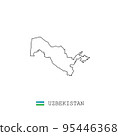 Uzbekistan vector map outline, line, linear. Uzbekistan black map on white background. Uzbekistan flag 95446368