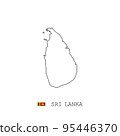 Sri Lanka vector map outline, line, linear. Sri Lanka black map on white background. Sri Lanka flag 95446370