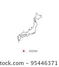 Japan vector map outline, line, linear. Japan black map on white background. Japan flag 95446371