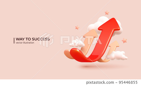 Business Arrow Target Direction - 3D Concept to Success. Vector illustration Business Arrow Target Direction - 3D Concept to Success. Vector illustration 95446855