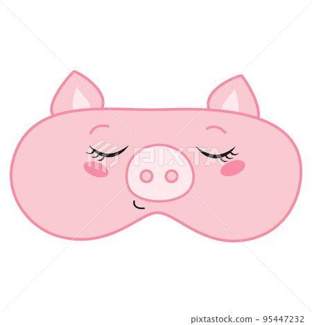 Sleep mask with baby pig face Vector illustration 95447232
