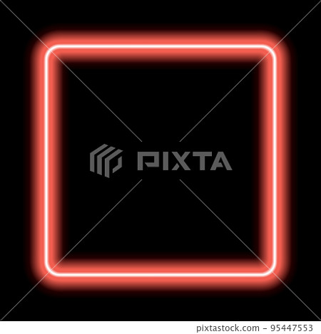 Neon glowing frame. Illuminated geometric shape. Sign in shape of squares, template design element. Bright color rectangular with blank emptyspace inside Neon glowing frame. Illuminated geometric shape. Sign in shape of squares, template design element. Bright color rectangular with blank emptyspace inside 95447553