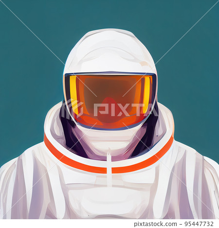 Cosmonaut in a spacesuit portrait. Portrait of a spaceman. Digital illustration. 95447732