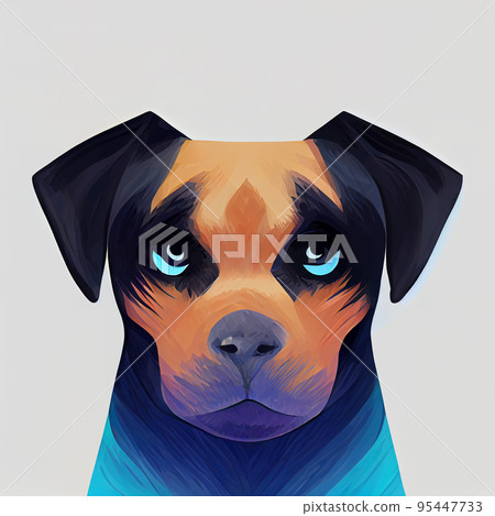 Portrait of a Rottweiler puppy. Cute puppy digital print. Cute dog face. Digital illustration. Portrait of a Rottweiler puppy. Cute puppy digital print. Cute dog face. Digital illustration. 95447733