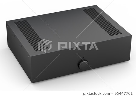 HiFi system with turntable and amplifier for home theater on white background. 95447761