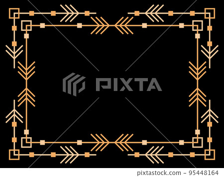 Art deco frame with snowflakes. Vintage linear border in 1920s and 1930s style. Christmas frame design a template for invitations, leaflets and greeting cards. Vector illustration 95448164