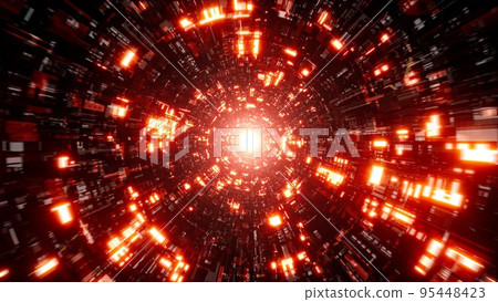 Red Light Illuminated Sci Fi Pattern Tunnel Background 95448423