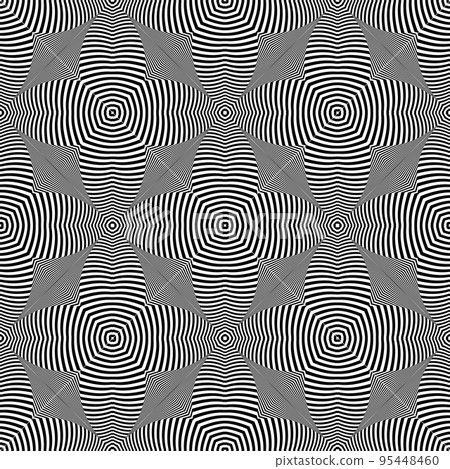 Abstract Seamless Op Art Pattern with 3D Illusion. Striped Lines Texture. Abstract Seamless Op Art Pattern with 3D Illusion. Striped Lines Texture. 95448460