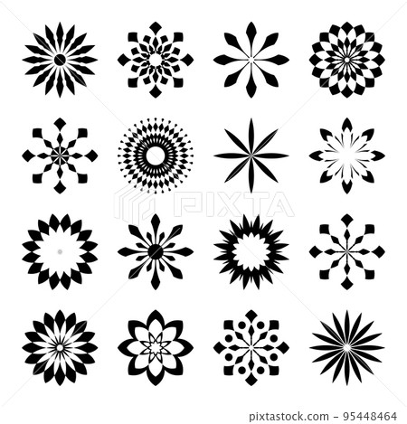 Abstract Flower, Sun and Star Icons. Design Elements Set. 95448464