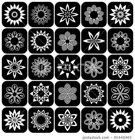 Abstract Flower, Sun and Star Icons. Design Elements Set. 95448465