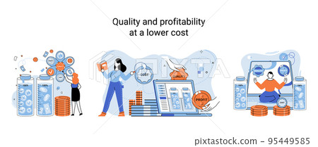 Quality and profitability at lower cost. Businessman manages financial growth. Template investment 95449585