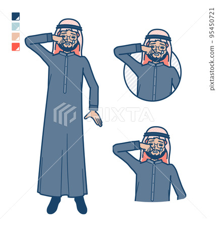 阿拉伯中間人穿著黑色服裝哭泣的插圖 95450721