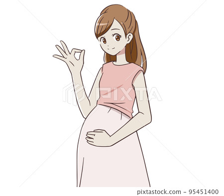 一個帶著微笑做出OK標記的孕婦 一個帶著微笑做出OK標記的孕婦 95451400