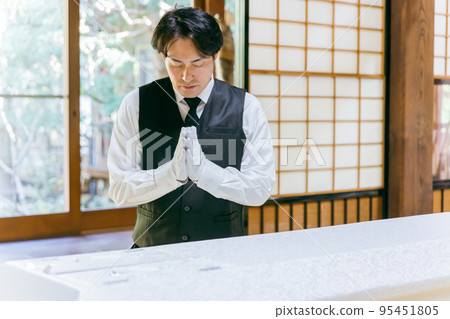 Funeral staff and coffin man who joins the corpse Funeral staff and coffin man who joins the corpse 95451805