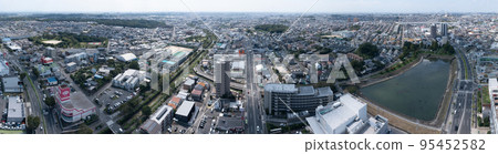 Midori Ward, Tokushige Station, 70m, facing west, oblique bird's-eye view, panorama 95452582
